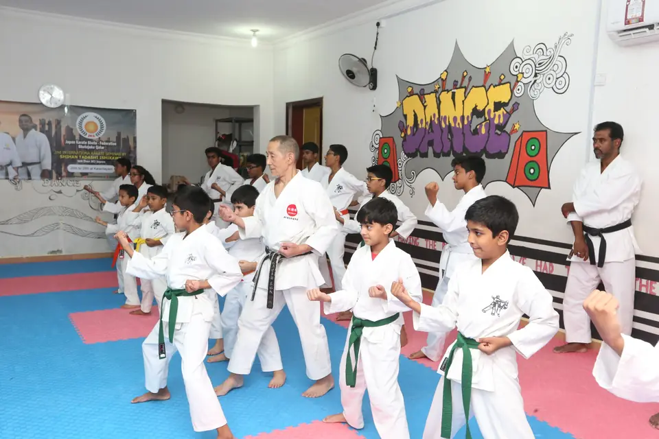 Children performing kata with an instructor